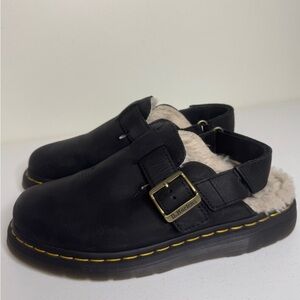 Dr. Martens Jorge II Black Clogs with Fur Lining